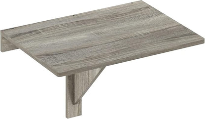 Furinno Hermite Grey Folding Table, Wall Mount Floating Table, 23.6 x 30.4 x 17.3, Easy Assembly, for Living Room, Office, Bedroom, Apartment, Grey Oak