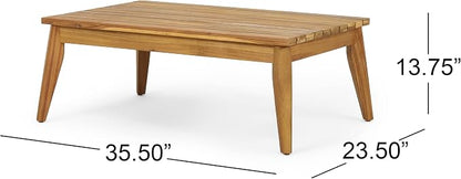 VilroCaz 4-Pieces Acacia Wood Patio Furniture Set, All-Weather Outdoor Patio Conversation Set with Coffee Table and Soft Cushions, Rope Weave Porch Chairs for Garden Backyard Porch Balcony