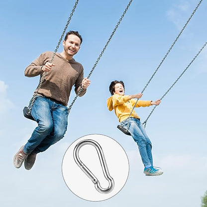 Hanging Chair Chain Set of 2 Stainless Steel Heavy Duty Hanging Kits with 4 Carabiners Hammock Chair Hardware for Indoor Outdoor Playground Hanging Chair Hammock Chair Punching Bags - 23.62"