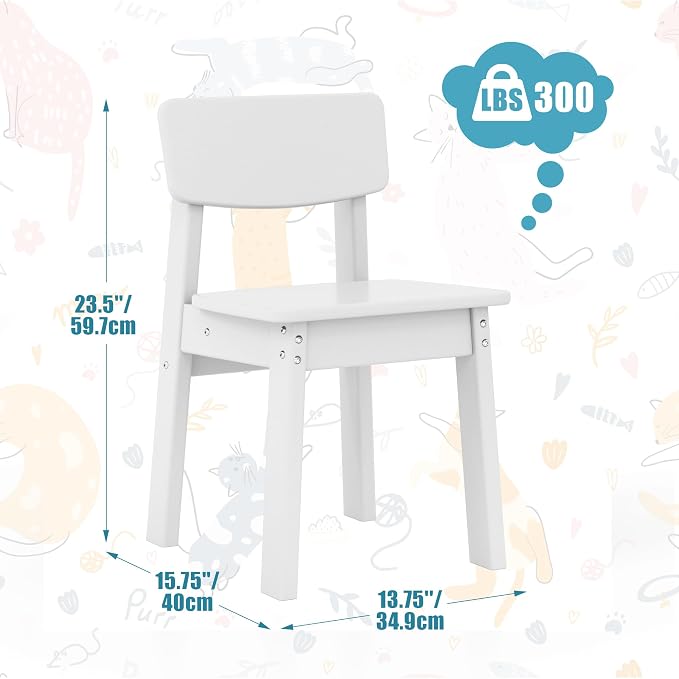 Costaelm Outdoor Kids Dining Chair Set of 2,Step Stool Toddler Chair, White