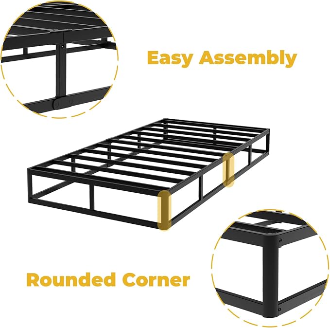 YORMDMO 9 Inch Box Spring, Twin Size Box Springs with Fabric Cover, Heavy Duty Metal Height Pprofile Mattress Foundations Easy Assembly 3000 lbs Capacity