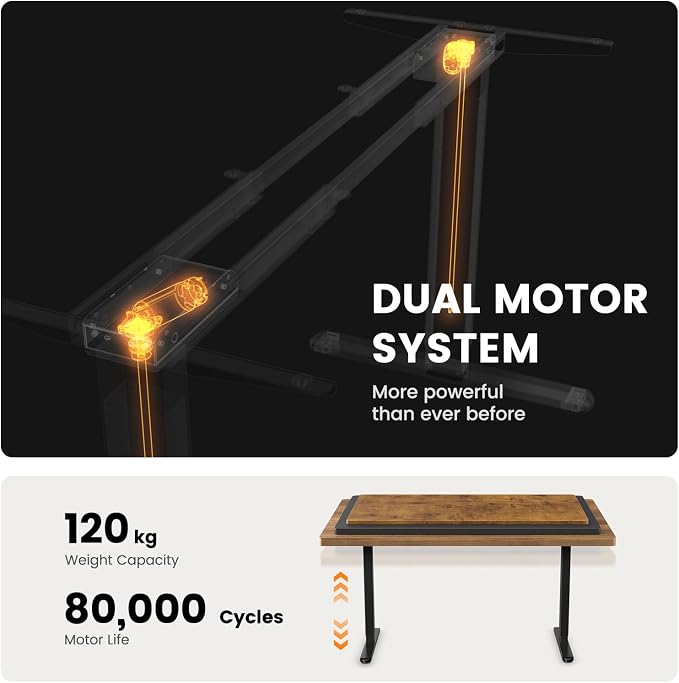 ErGear Dual Motor Standing Desk Frame, Electric Adjustable Legs Compatible Desktop Size 44″-90″, 264 lbs Weight Capacity, 4 Memory Height Settings Stand up Desks Base, Black Frame Only