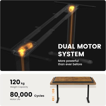 ErGear Dual Motor Standing Desk Frame, Electric Adjustable Legs Compatible Desktop Size 44″-90″, 264 lbs Weight Capacity, 4 Memory Height Settings Stand up Desks Base, Black Frame Only