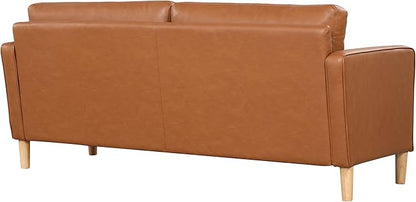 Studio Living® Lexington 75.6" Sofa, Mid-Century Modern, Pocket Coil Comfort, Easy Assembly, Vegan Leather, Carmel