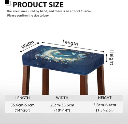 Bar Stool Seat Covers Rectangle Stool Covers Set of 2 Moon Butterfly Floral Bench Covers Slipcover Rectangle Stretch Counter Height Bar Stools Slipcovers Washable Saddle Seat Cover