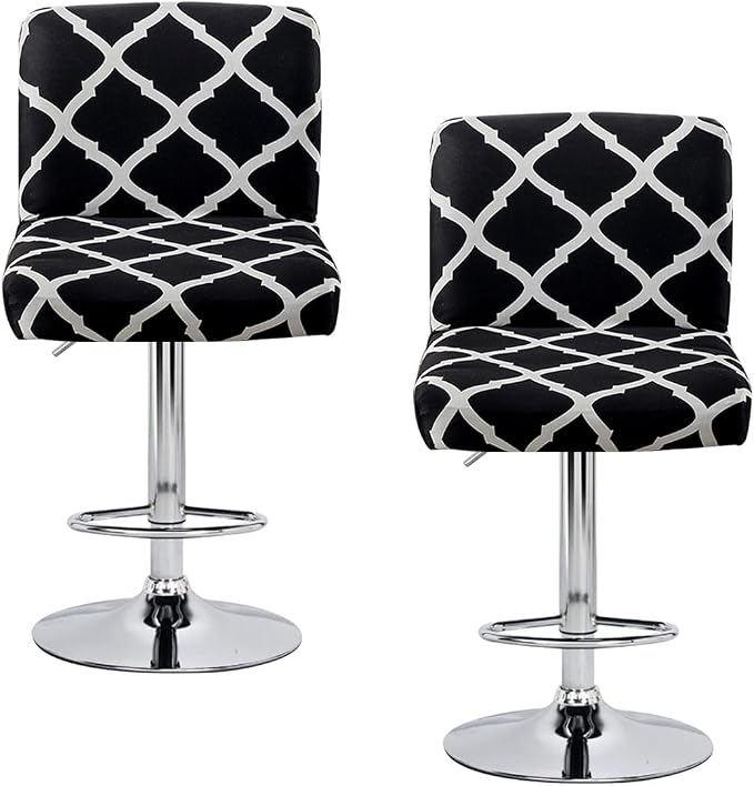 Levoberg Bar Stools Cover Set of 2 Printed Armless Swivel Barstools Slipcovers with Backs Stretch Square Counter Height Bar Stools Covers Mid Low Back Chair Cover for Kitchen Dining Room Bar #1