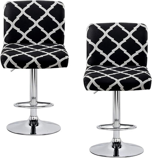Levoberg Bar Stools Cover Set of 2 Printed Armless Swivel Barstools Slipcovers with Backs Stretch Square Counter Height Bar Stools Covers Mid Low Back Chair Cover for Kitchen Dining Room Bar #1