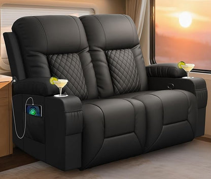 YONISEE Loveseat Recliner, Loveseat Recliner Sofa with Storage, Recliner Chair with USB Ports, 2 Cell Phone Holders, Cup Holder, Loveseat Couch for Living Room Home Theater Seating