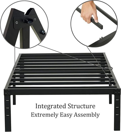 Wulanos Twin XL Bed Frames, Heavy Duty Metal Frame with Steel Slats Support, No Box Spring Needed, 16 Inch High Platform with Storage, Non-Slip and Noise-Free