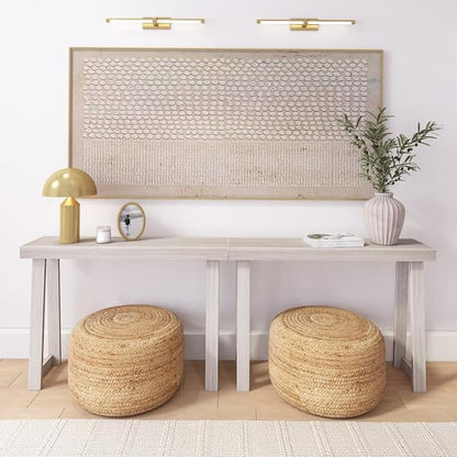 Plank+Beam Classic 46 Inch Console Table, Solid Pine Wood Entryway Table, Narrow Sofa Table for Hallway or Living Room, White Sand