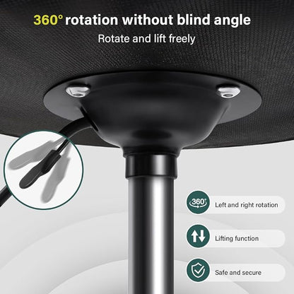 BFTOU 6-Square Lattice PU Swivel Stool with Wheel for Work SPA Shop Massage Height-Adjustable and Cost-Effective Rolling Stool Chair (Brown)