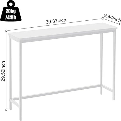 VASMIA Console Table, Entryway Table, Narrow Sofa Table, 39" Bamboo Hallway Table for Entryway, Living Room, Bedroom, Foyer, White