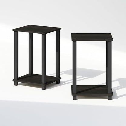 Furinno Simplistic Night Stand Set of 2, 2-Tier Small Nightstand with Open Shelf, Toolless Bedside Table, End Table, Side Table, for Bedroom, Closet, Dorm, Espresso