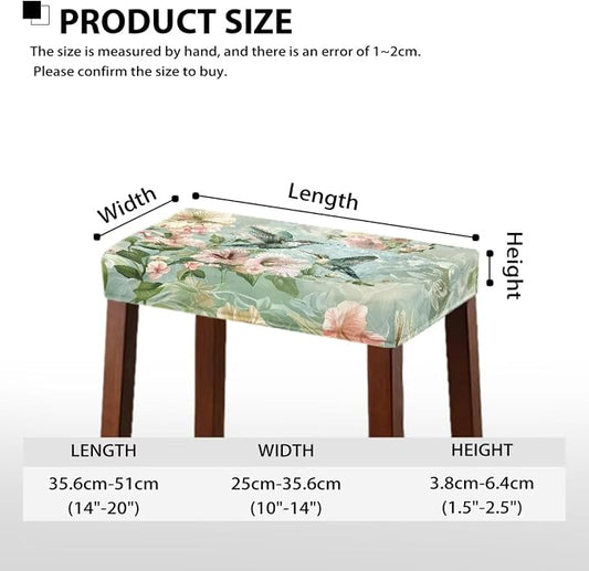 Bar Stool Chair Covers Rectangle Hummingbird Spring Flower Bar Stool Covers Set of 2 Vanity Stool Covers Stretch Washable Saddle Bar Stool Slipcover Bench Seat Protector with Elastic Bands