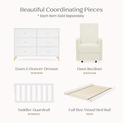 Delta Children Lulu 5-in-1 Convertible Crib, Converts to Toddler Bed, Daybed, Sofa & Full-Size Bed, Greenguard Gold Certified, Fits Standard Crib Mattress, 3 Mattress Heights for Baby,Bianca White