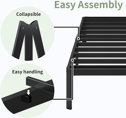 Lutown-Teen 7 Inch Low Profile King Bed Frame with Rounded Corner Legs, 2000 LBS Heavy Duty Metal King Size Platform Bed Frame No Box Spring Needed, Easy Assembly, Black