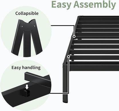 Lutown-Teen 7 Inch Low Twin Bed Frames with Rounded Corner Legs, 1000 LBS Heavy Duty Metal Slats Support Twin Platform Bed Frame No Box Spring Needed, Easy Assembly