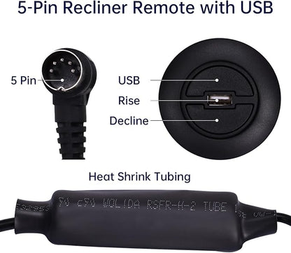 Fromann 2 Button Remote Hand Control Handset with USB and Blue Light for Power Recliner Lift Chairs