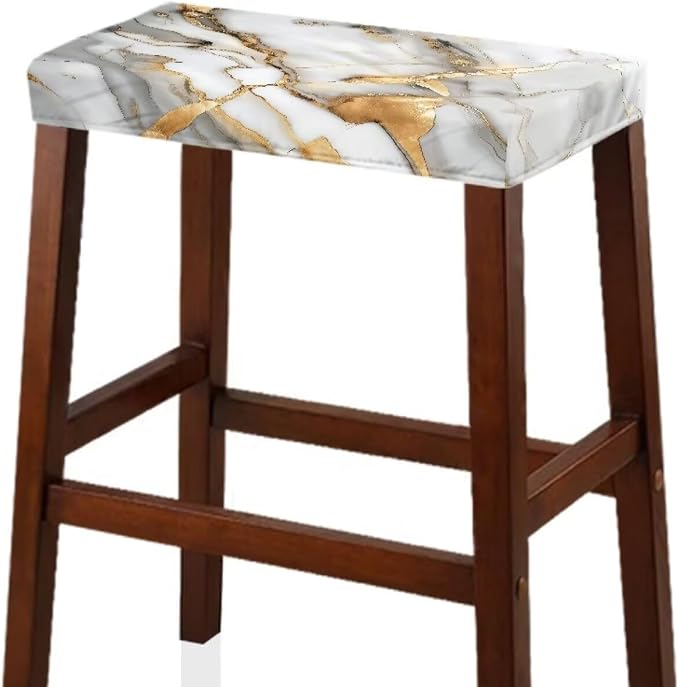 Marble Print Bar Stool Covers Rectangle Set of 2 Stretch Barstool Seat Covers Bar Stool Chair Covers Rectangle Removable Bar Stool Seat Covers Bench Covers Slipcover Vanity Chair Cover