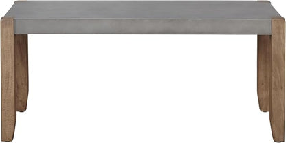 Alaterre Furniture Newport Bench with Faux Concrete Seat and Wood Legs - 40 Inch Entryway Bench with Rustic Industrial Design - Benches for Bedroom, Living Room, Dining Room, and Mudroom