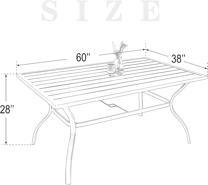 Outdoor Patio Dining Set,Including 6pcs Swivel Chairs and 60"x 38"x 28" Patio Dining Table,Garden Furniture Set with 1.6" Umbrella Hole for All Weather