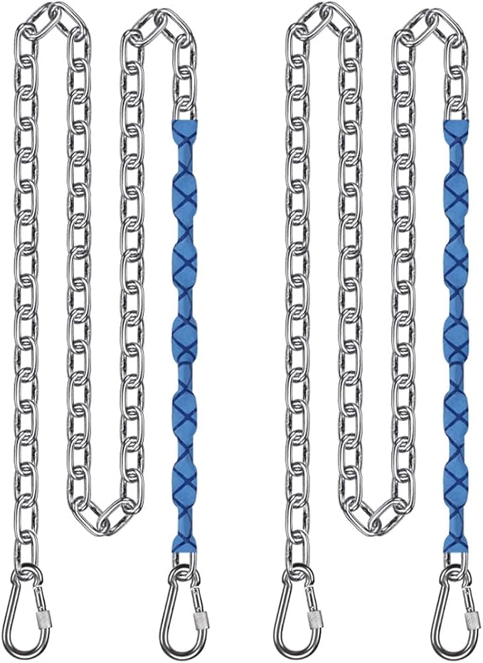 BeneLabel 2Pcs 85" Stainless Steel Swing Chain with Quick Connect Hooks 1000 lbs Capacity Porch Swing Chains for Hanging Hammock Chairs, Punching Bags, Hanging Chair Chains with Handle Grip Sleeve