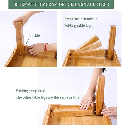 SH-tables Folding Japanese-Style Household Square Bamboo Low Table, Computer Desk, Multi-Function, Various Sizes (Size : 60×60×27cm