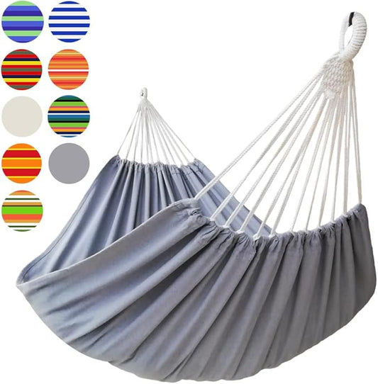 GOCAN Large Outdoor Hammock, Extra Long 2 Person Replacement Cotton Canvas Hammock Compatible with Hammock Stand, 500 Lbs Weight Capacity（Grey）