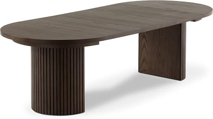 Transformer Table - Solid Wood Extendable Round Dining Table, Extendable Round Dining Table, Space-Saving Modern Furniture, Elegant and Functional Design, Dark Brown (Table Only)