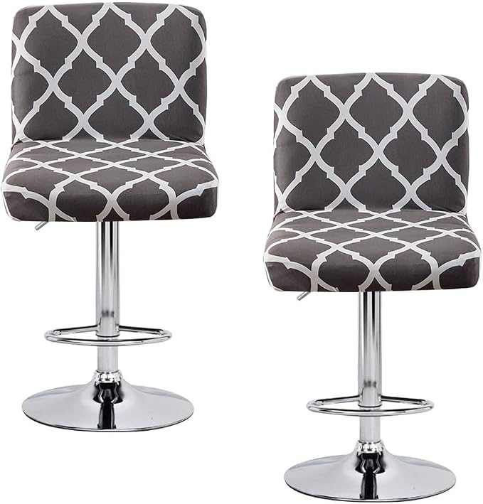 Levoberg Bar Stools Cover Set of 2 Printed Armless Swivel Barstools Slipcovers with Backs Stretch Square Counter Height Bar Stools Covers Mid Low Back Chair Cover for Kitchen Dining Room Bar #4