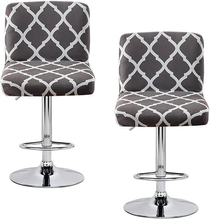 Levoberg Bar Stools Cover Set of 2 Printed Armless Swivel Barstools Slipcovers with Backs Stretch Square Counter Height Bar Stools Covers Mid Low Back Chair Cover for Kitchen Dining Room Bar #4