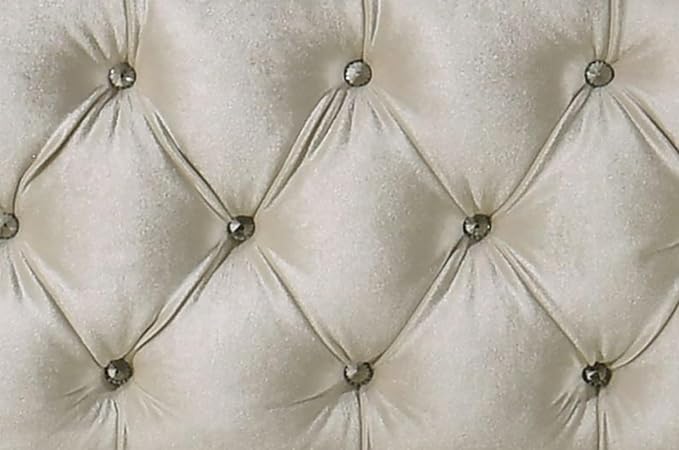Acme Lucienne Velvet Upholstered Eastern King Bed with LED in Beige