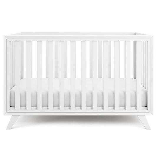 Comfy Cubs Baby Crib for 0 to 3 Years - Adjustable Mattress Height, Natural Wooden Crib for Baby, Elegant Nursery Furniture - 80 lbs Capacity Nursery Bed, Designed in The US - All White