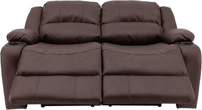 RecPro Charles 58" Powered Double RV Wall Hugger Recliner Sofa RV Loveseat with Upgraded 2023 Fabric (Mahogany)