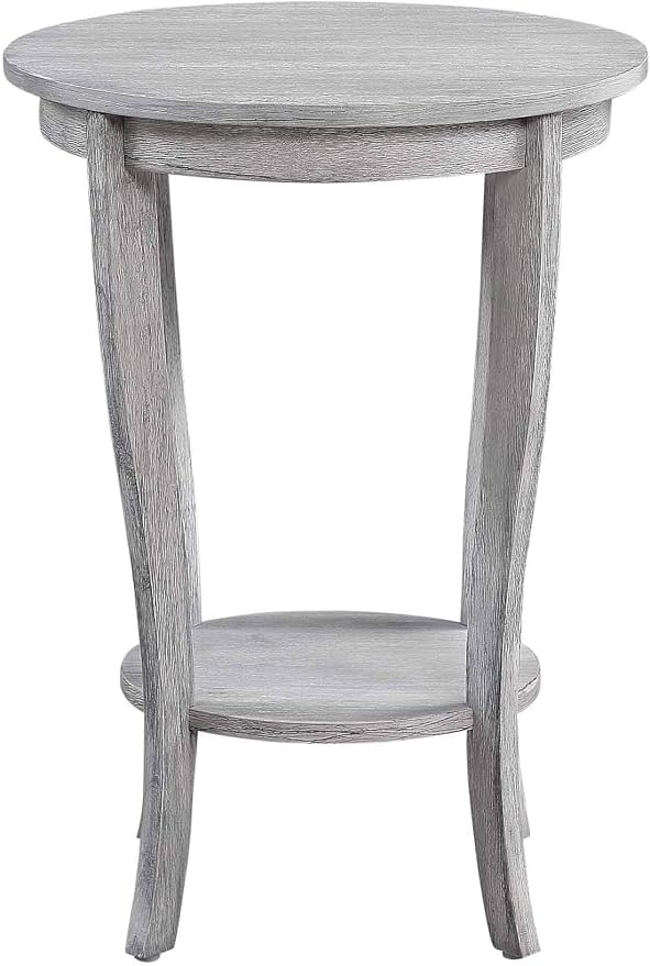 Convenience Concepts American Heritage Round End Table, Light Gray Wirebrush