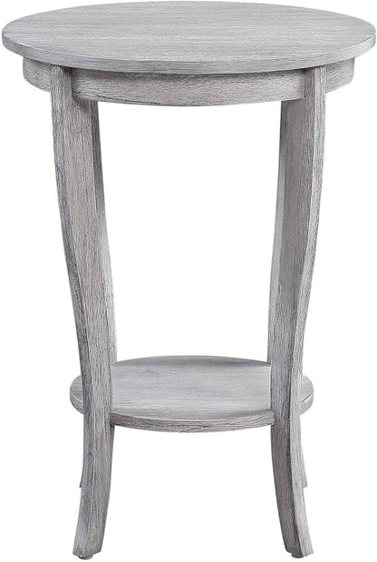 Convenience Concepts American Heritage Round End Table, Light Gray Wirebrush