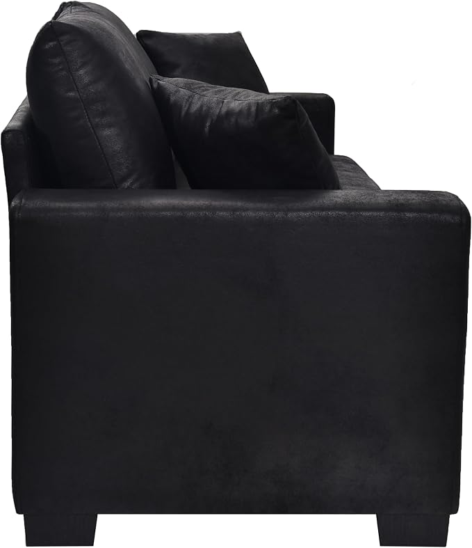 Ball & Cast 69" Loveseat Sofa, Modern Love Seat Couches for Living Room, Upholstered 2 Seater Small Couch with 2 Throw Pillows for Bedroom,Apartment,Office,Easy Assembly,Black