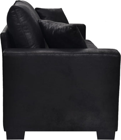 Ball & Cast 69" Loveseat Sofa, Modern Love Seat Couches for Living Room, Upholstered 2 Seater Small Couch with 2 Throw Pillows for Bedroom,Apartment,Office,Easy Assembly,Black