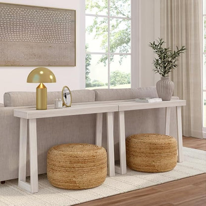 Plank+Beam Classic 46 Inch Console Table, Solid Pine Wood Entryway Table, Narrow Sofa Table for Hallway or Living Room, White Sand