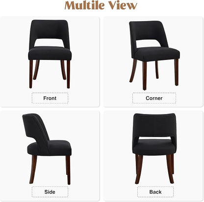 Dining Chair Set of 8,Modern Dining Room Chairs with Thick Cushions,Upholstered Linen Fabric Kitchen Chairs for Kitchen Dining Room Black