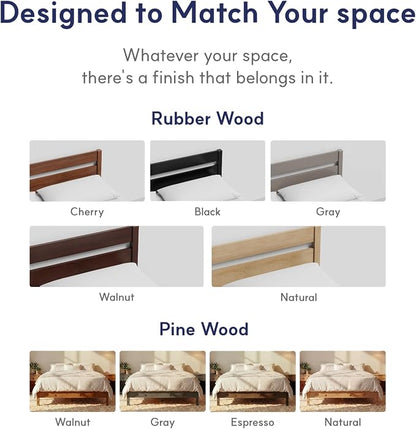 LIFEMENT Twin Bed Frame Signature Wood Platform, Noise Free, Under Bed Storage, No Box Spring Needed, Easy Assembly, Espresso
