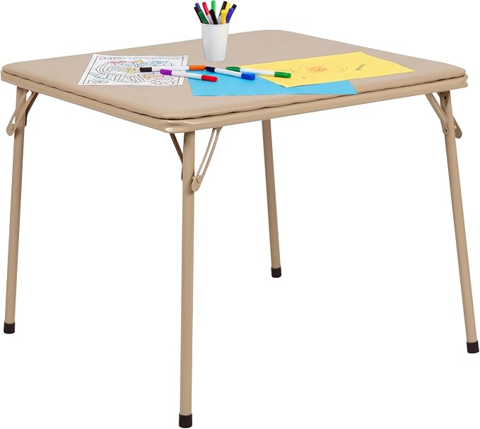 Flash Furniture Mindy Kids Tan Folding Table with Padded Top and Powder Coated Locking Legs