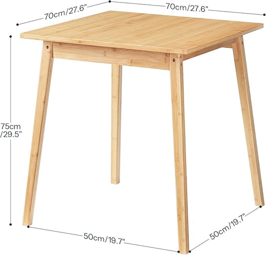HOOBRO Bamboo Dining Table, Square Dining Table for 2, 27.6" Kitchen Table for Small Space, Writing Table, Easy to Assemble, for Dining Room, Living Room, Office, Kitchen, Natural YL70CZ01G1