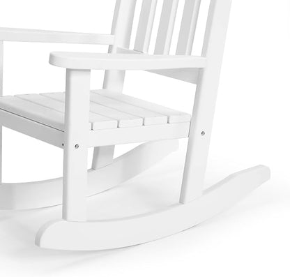 Costaelm Paradise Kids Outdoor Preschool HDPE Plastic Rocking Chair (Set of 2), White