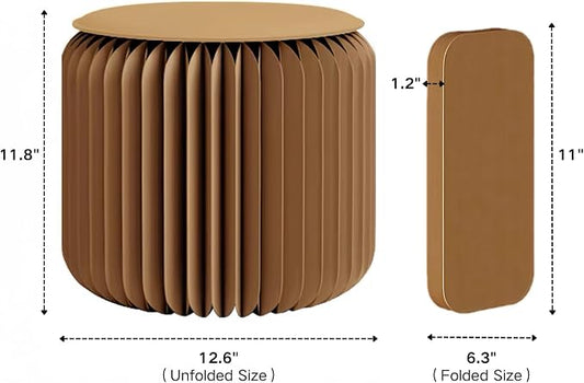 NOONTIDE Folding Stool - 12Inch Home Furniture 660lb Load Capacity Foldable Paper Stool Eco-Friendly Kraft Paper Honeycomb Design,Foldable to 1.2",Brown Modern Minimalist Stool for Living Room(Brown)