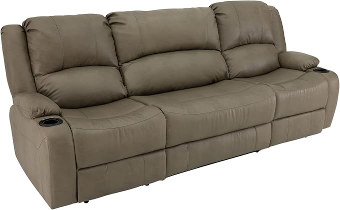 RecPro Charles 94" Powered Triple RV Wall Hugger Recliner | Drop Down Console | RV Furniture with Upgraded 2023 Fabric (Putty)