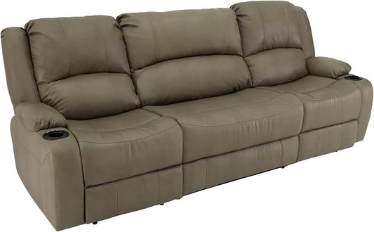 RecPro Charles 94" Powered Triple RV Wall Hugger Recliner | Drop Down Console | RV Furniture with Upgraded 2023 Fabric (Putty)