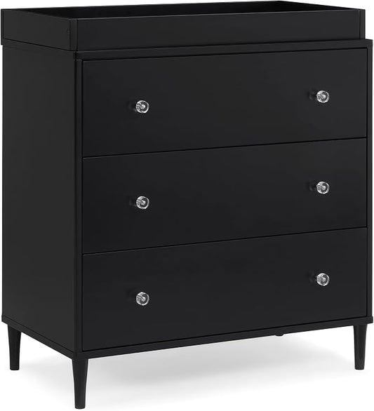Delta Children Bowie 3 Drawer Dresser with Changing Top, Black Ebony