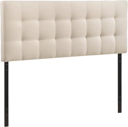 Modway Lily Tufted Linen Fabric Upholstered Queen Headboard in Ivory