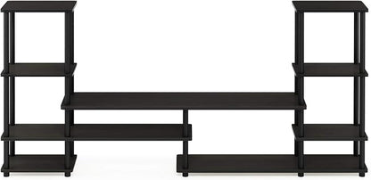 Furinno Turn-N-Tube TV Stand, Wide Open Frame Entertainment Center with Storage, TV Console with Tall Side Shelves for TV up to 48 Inch, for Living Room, Bedroom, Espresso